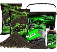 Angel-Berger Magic Baits Kit de nourriture avec seau pour la pêche Groundbait Liquid Pellets (noir)