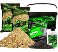Angel-Berger Magic Baits Set d'appâts avec seau Amorce de pêche Groundbait Liquid Pellets (Feeder)