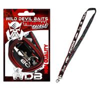 Angel-Berger Wild Devil Baits Lanière de pêche avec mètre de taille, cordon tour de cou avec mousqueton