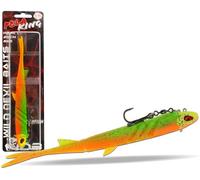 Angel-Berger Wild Devil Baits Pela King Pelagic Leurre Pélagique Shad Leurre vertical V Tail Poisson en caoutchouc (Fire Tiger)