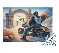 Angel Biker Journey 100% Recycled Cardboard Biker & Angel 1000Pc Adult Jigsaws for Adults & Kids Brainteasing 52x38cm/1000pcs