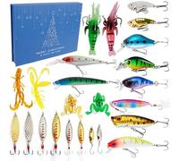 Angel Calendrier de l'Avent 2025, calendrier de Noël pour hommes, 24 pièces, lot d'appâts de pêche durables, design 3D, protection de l'environnement, cadeau de Noël pour les pères, les enfants, les