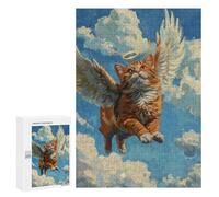 Angel Cat Flying in Sky Puzzle 1000 Pièces Educa Jouet en Bois Cadeau Unique Décoration Intérieure Jeu Éducatif Challenge Toy Adultes Et Enfants À Partir De 14 Ans 300 PCS