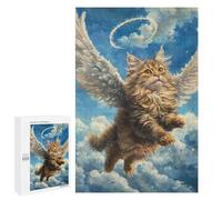 Angel Cat in Heaven Painting Puzzle 1000 Pièces Educa Jouet en Bois Cadeau Unique Décoration Intérieure Jeu Éducatif Challenge Toy Adultes Et Enfants À Partir De 14 Ans 1000 PCS