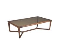 Angel Cerdá 2154 Table basse rectangulaire avec plateau en verre fumé marron Structure en bois plaqué noyer naturel