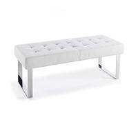 Angel Cerdá - Banquette Pieds en Acier Chromé, Tapissée en Similicuir Blanc, 120 x 45 x 42 cm