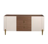 Angel CERDÁ Buffet en Noyer, Beige, Acier Poli doré et Dessus en Noyer 3274
