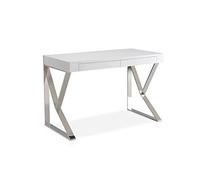 Angel Cerdá - Bureau Blanc et Acier avec Tiroirs Soft-Closing - Bureau Minimaliste en Blanc Brillant - Résistant et Polyvalent - 120 x 61 x 76 cm
