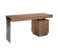 Ángel Cerdá - Bureau en Bois de Noyer et Acier - Bureau de Travail Moderne avec tiroirs - Bureau avec Structure en Acier Poli - 160 x 60 x 76 cm