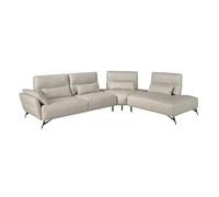Angel CERDÁ - Canapé Chaise Longue Droite 5 Places - Design Moderne - 341 x 254 x 94 cm - Structure en Bois Massif avec Coussins Supplémentaires et Pieds en Acier Inoxydable Noir - Couleur Cuir Sable