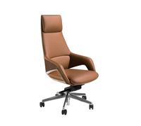 Angel Cerdá - Chaise Bureau Design Moderne Pivotante, Revêtue en Similicuir Marron | Chaise Bureau Ergonomique avec Dossier Large et Accoudoirs | Pieds Chromés avec roulettes | 67 x 69 x 121 cm