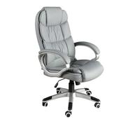 Ángel Cerdá - Chaise de Bureau Pivotante en Similicuir Gris - Design Ergonomique, Élégant et Fonctionnel - 62 x 70 x 108/116 cm - Dossier Haut, Base Chromée avec roulettes et Mécanisme de Levage
