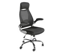 Ángel Cerdá- Chaise de Bureau Pivotante - Tissu Noir avec Accoudoirs - Acier Inoxydable Chromé - Réglable et Moderne - Chaises de Bureau Ergonomiques - 66 X 62 X 117 cm