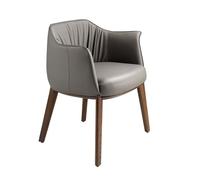 ÁNGEL CERDÁ - Chaise de Salle À Manger avec coudoirs Tapissée en Similicuir Gris et Pieds en Bois de Noyer - Chaise au Design Moderne pour Cuisine ou Salon - 64 x 56 x 73 cm