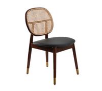 Angel Cerdá - Chaise de Salle à Manger avec Dossier Rond en Rotin | Chaises de Salle à Manger Modernes, Design Minimaliste | 49 x 52 x 87 cm, Pieds en Bois Massif de Frêne Noyer | Confortable