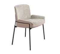 Ángel Cerdá - Chaise de Salle à Manger Bicolore en Tissu Gris et Velours Marron - Design Moderne et Élégant - 56 X 61 X 85 Cm - Siège Mixte avec Pieds en Acier Inoxydable Assombri