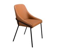 Angel CERDÁ - Chaise de Salle à Manger - Design Moderne, Fonctionnel et Intemporel - 53 x 59 x 83 cm - Revêtement en Similicuir Orange avec Pieds en Acier Inoxydable Noir