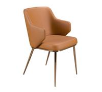 Ángel Cerdá - Chaise de Salle à Manger en Simili Cuir Marron - Design Moderne, Confortable et Polyvalent - 47 X 61 X 88 cm - Assise Ergonomique avec Dossier Enveloppant et Pieds en Acier Inoxydable