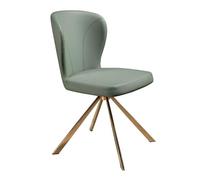 Angel Cerdá - Chaise de Salle à Manger Pivotante Tapissée en Similicuir Vert Clair - Dossier Enveloppant et Pieds en Acier Or Rose - Design Moderne et Sophistiqué - 49 x 63 x 83 cm