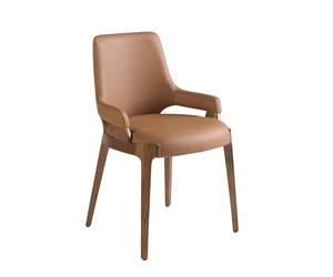 Angel Cerdá - Chaise de Salle à Manger Rembourrée en Similicuir Marron | Chaises de Salle à Manger Modernes, Design Minimaliste et Élégant | 51 x 58 x 79 cm, Pieds en Bois Couleur Noyer | Confortable