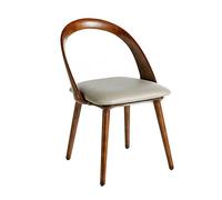 Angel Cerdá - Chaise de Salle à Manger Rembourrée en Cuir Synthétique Vison avec Dossier Incurvé et Structure en Noyer - Élégance et Confort pour Les Salons et Les Salles à Manger - 53 x 59 x 78 cm