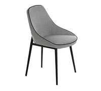 Angel Cerdá - Chaise de Salle à Manger Rembourrée en Tissu Gris avec Bordures Noires et Pieds en Acier Noir - Confort et Style pour Les Salons et Les Cuisines - 52 x 56 x 80 cm
