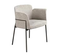 Ángel Cerdá - Chaise de Salle à Manger Tapissée en Tissu Gris Clair - Design Moderne et Élégant - 58 X 60 X 85 Cm - Pieds en Acier Inoxydable Doré et Dossier Rembourré
