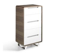 Angel Cerdá - Chiffonnier en Bois de Noyer et Laqué Blanc Brillant - Commode Étroit et Haute avec 5 Tiroirs et Fermeture Soft-Closing - Grand Espace de Rangement - 60 x 39 x 108 cm