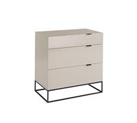 Angel Cerdá - Commode en Bois Laqué Gris Perle Brillant - Meuble Commode avec 3Tiroirs à Fermeture Retardée et Pieds en Acier Noir - Moderne et Fonctionnelle pour Chambre - 80 x 45 x 80cm