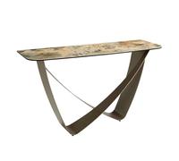 ÁNGEL CERDÁ - Console Rectangulaire en Marbre Porcelaine Beige et Taupé Métallisé - Meuble Console d'Entrée au Design Moderne et élégant - Pieds en ier Métallisé - 150 x 50 x 80 cm