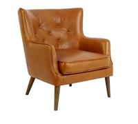 Angel Cerdá - Fauteuil Design Tapissé en Cuir avec Dossier Capitonné | Design Enveloppant et Confortable | Structure en Bois de Frêne Teinte Noyer | Design Moderne pour Salon | 68 x 90 x 96 cm