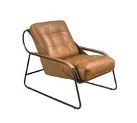 Angel Cerdá - Fauteuil en Cuir Marron avec Accoudoirs et Pieds en Acier Inoxydable Poli Foncé - Design Moderne et Élégant - Confort Maximum - 72 x 98 x 83 cm