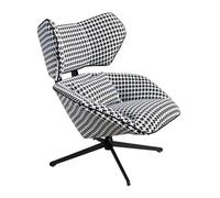 Angel CERDÁ - Fauteuil Relax Pivotant avec Accoudoirs - Design Moderne - 85 x 95 x 98 cm - Revêtement en Tissu Blanc et Noir avec Motif Pied-de-Poule
