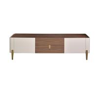 Angel CERDÁ Meuble TV Noyer, Beige, Acier Poli doré et Couvercle en Noyer 3275