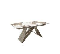 Angel Cerdá - Table a Manger Extensible Moderne en grès cérame | Pieds Acier Couleur Champagne | Élégante et Sophistiquée | pour 10 Convives | 180/240 x 90 x 76 cm