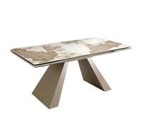 Angel Cerdá - Table a Manger Extensible Moderne en grès cérame | Pieds Couleur Champagne | Élégante et Polyvalente | pour 10 Convives | Fonctionnelle | 180/220/260 x 90 x 76 cm