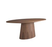 Angel Cerdá - Table a Manger Moderne Ovale en Noyer Massif Naturel | Plateau Fixe Restaurable | Élégante et Sophistiquée | pour 8 Convives | 220 x 110 x 76 cm