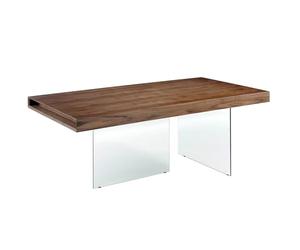 Angel Cerdá - Table a Manger Moderne Rectangulaire en Noyer Massif | Pieds en Verre trempé Transparent | Design Exclusif et Élégant | pour 8 Convives | 200 x 100 x 75 cm