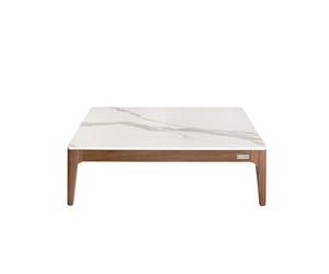 Angel Cerdá - Table Basse Design avec Plateau en Céramique et Structure en Bois de Noyer | Table Basse Carrée Contemporaine et Élégante | Base en Bois | Idéale pour Salon | 100 x 100 x 30 cm