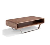 Angel Cerdá - Table Basse Design en Bois de Noyer avec Porte-Revues | Table Basse Rectangulaire avec Rangement Ouvert | Pieds en Acier Chromé | Idéale pour Salon | 120 x 60 x 36 cm
