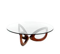 Angel Cerdá - Table Basse Ronde en Verre et Noyer - Table Basse Moderne et Élégante - Originale et Versatile - Style et Sophistication - Matériaux Résistants - 120 x 120 x 38 cm