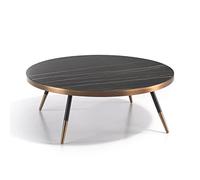 Angel Cerdá - Table Basse Ronde en Marbre Noir et Acier Bronzé - Table Basse Moderne et Sophistiquée - Originale et Polyvalente - Matériaux Résistants - Ø90 x 30 cm