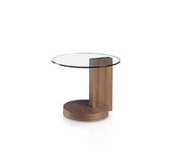 Angel Cerdá - Table d’Appoint Ronde en Bois de Noyer et Verre Trempé - Table d’Appoint Moderne pour Salon, Chambre ou Coin Lecture - Élégance et Style - Ø60 x 48 cm