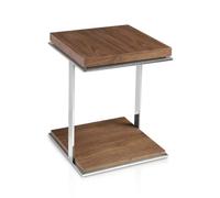 Angel Cerda Table d'angle avec Plateaux en Bois plaqué Noyer et Structure en Acier Inoxydable chromé, Multicolore, 45 x 45 x 55