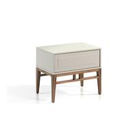 Angel Cerdá - Table de Chevet Gris Brumeux avec Tiroir à Fermeture Douce et Pieds en Bois de Noyer - Design de Chambre à Coucher Moderne - 60 x 40 x 50 cm