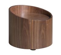 Table De Chevet Ronde En Noyer Marron