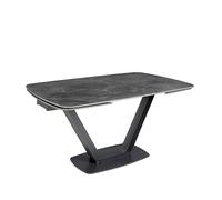 ÁNGEL CERDÁ - Table de salle à manger extensible rectangulaire - 2 pièces extensibles de 40 cm - Dimensions 160-240 x 100 x 76 cm - Table rectangulaire extensible marbre porcelaine et acier noir pour