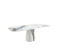 Ángel Cerdá - Table de salle à manger ovale - Meuble pour salle à manger avec dimensions 238 x 110 x 76 cm - Table en marbre porcelaine et acier blanc pour 10 personnes