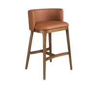 Ángel Cerdá - Tabouret de Cuisine en Similicuir Marron - Design Moderne, Fonctionnel et Élégant - 47 x 56 x 99 cm - Siège Rembourré et Pieds en Bois Plaqué Noyer Naturel