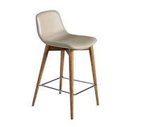 Angel Cerda Tabouret Haut de Cuisine tapissé en Similicuir Design Moderne avec Pieds en Bois de Noyer et détails chromés 52 x 45 x 93 cm